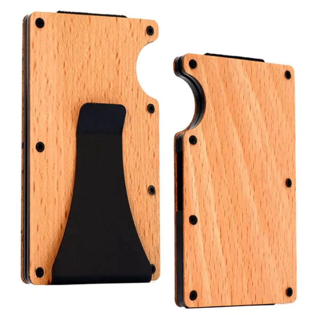 Monogramed Wood Slim Wallet