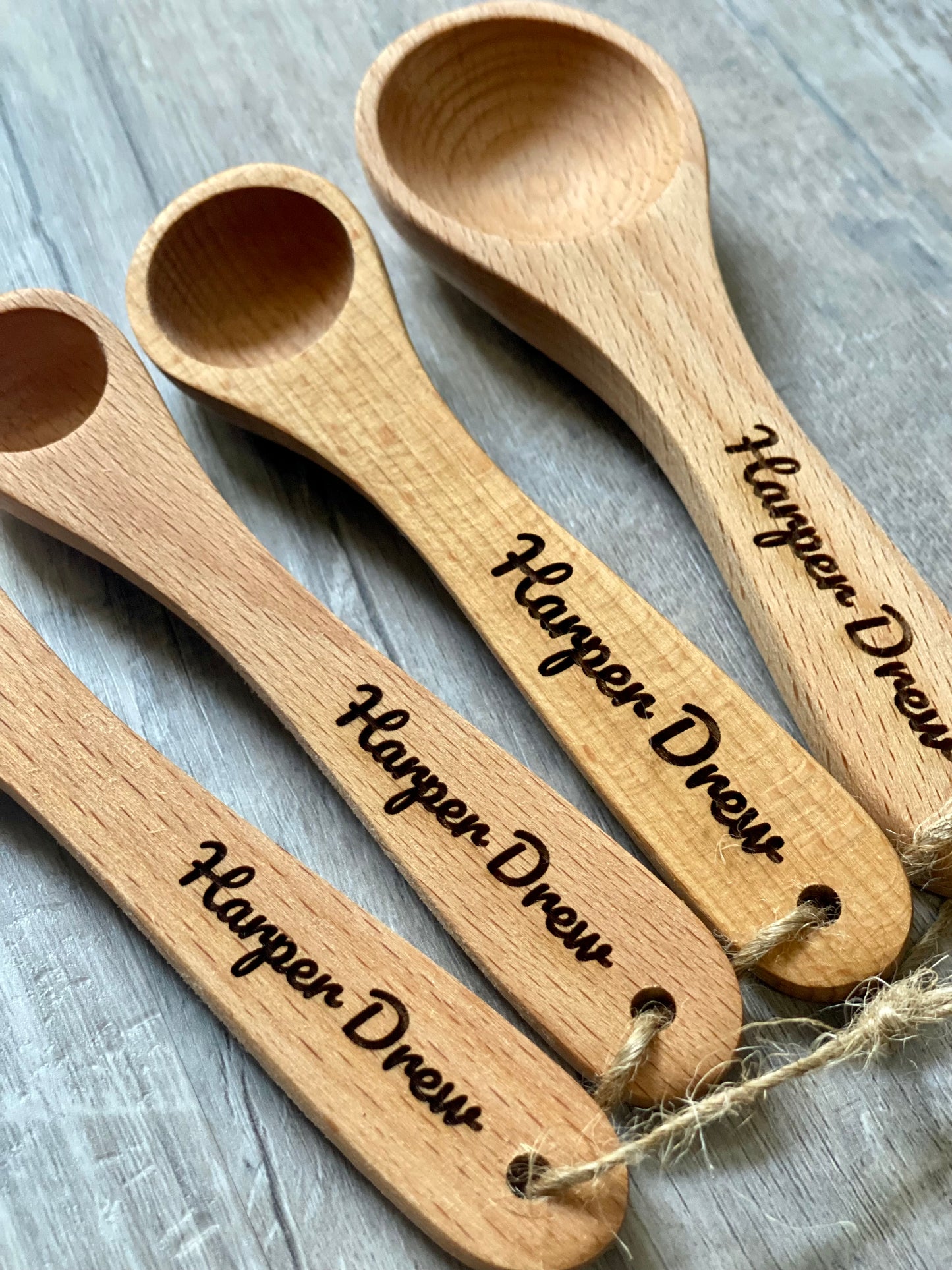 Personalized Measuring Spoons - Beech Wood