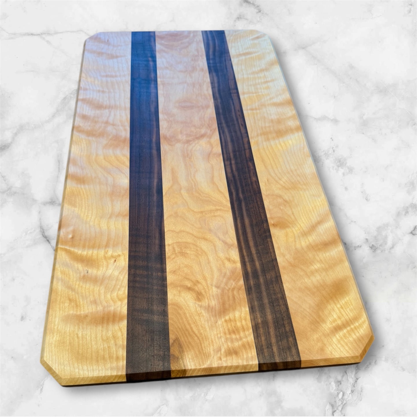 Large Serving or Charcuterie Board - Figured Wood - 12”x22”x3/4”