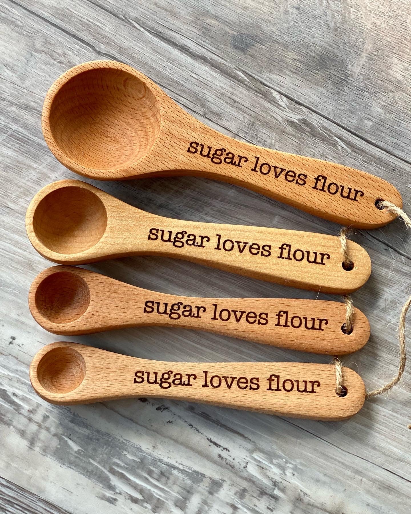 Personalized Measuring Spoons - Beech Wood