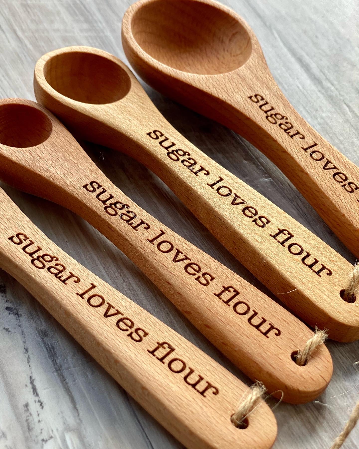 Personalized Measuring Spoons - Beech Wood