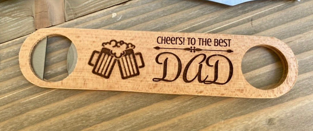 Personalized Long Bottle Opener - Beech Wood