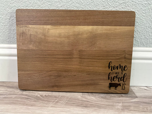 "Home Is Where The Herd Is" Walnut Cutting Board