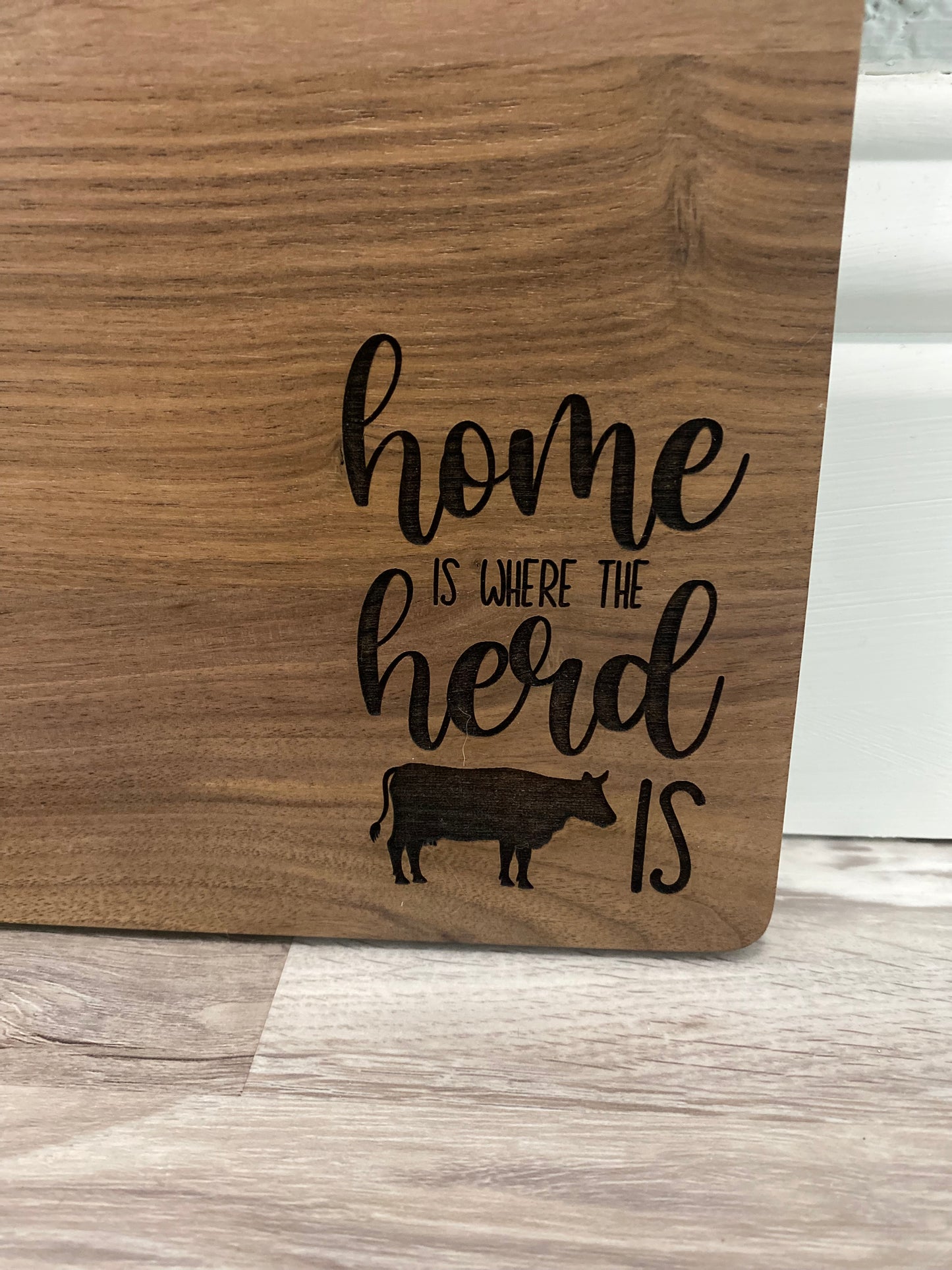 "Home Is Where The Herd Is" Walnut Cutting Board