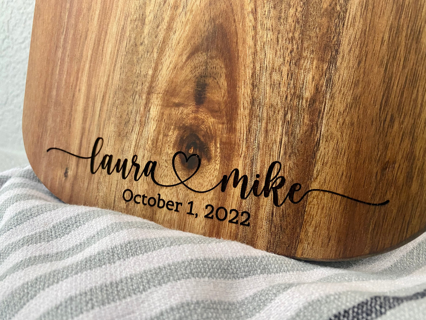 Anniversary, Wedding Date Charcuterie Board - 13x7.5 Acacia